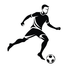 Powerful Soccer Player Kick Silhouette Vector, Motion and Energy, Ideal for Sports Apparel and Branding