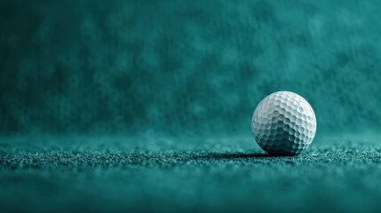 closeup of golf ball resting on textured surface, showcasing its dimples and smooth surface. image captures essence of sport with serene background