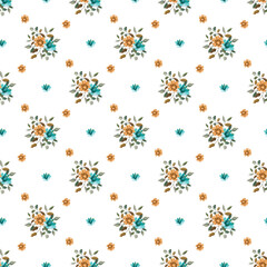 Seamless retro pattern with floral elements.
