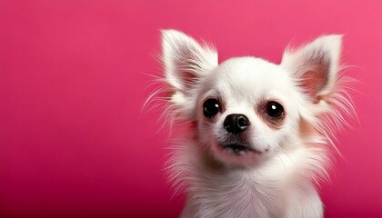 ピンク背景のチワワ