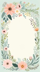 Elegant floral border with pastel flowers and green foliage on a cream background, ideal for wedding invitations, greeting cards, or spring-themed designs