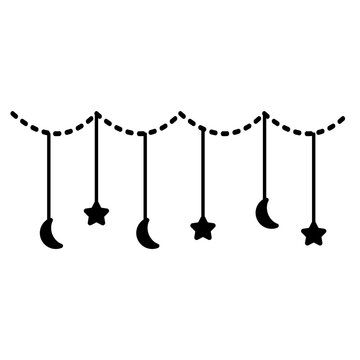 recommend clip art: Moon and stars dangling bunting garland silhouette