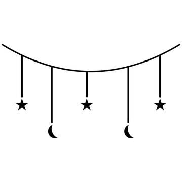 recommend clip art: Moon and stars dangling bunting garland silhouette