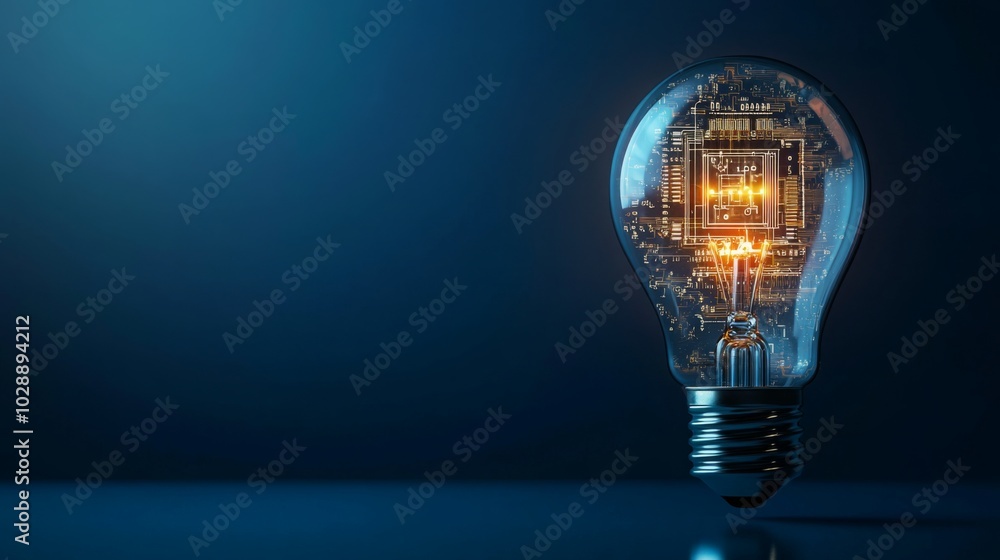 Aufkleber a glowing light bulb with intricate circuitry inside, symbolizing the fusion of technology and creat