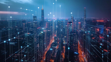 Fototapeta premium Business with technology, high technology for future. Generative AI Illustration.