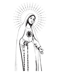 Our Lady of Fatima vector Virgin Mary Immaculate heart catholic religious Illustration