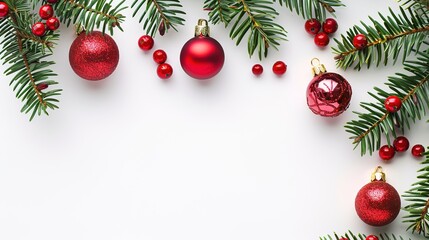christmas background with christmas branches and decorations