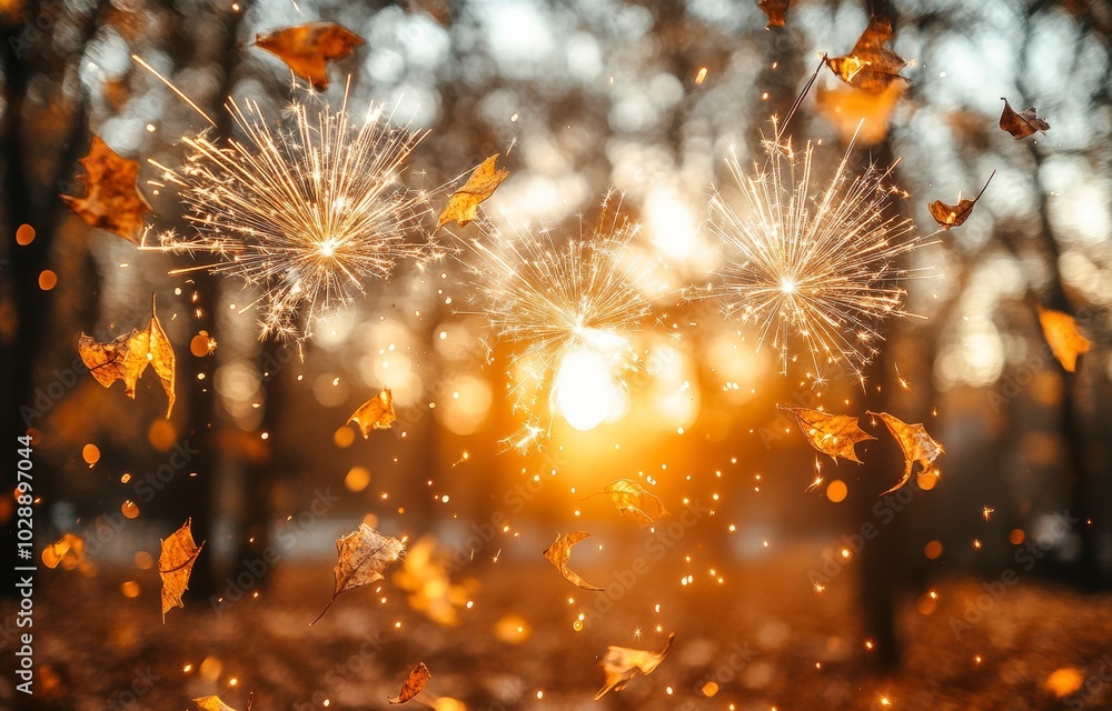 Poster a fireworks background at new year's with a copy spa is an abstract holiday background