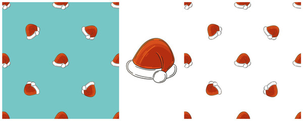 Christmas holidays. Set Seamless patterns in hand draw style