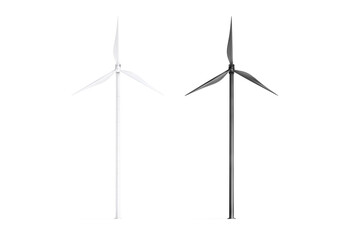 Blank black and white wind turbine mockup, front view