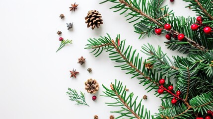 christmas background with christmas branches and decorations