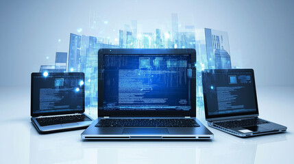 Business with technology, high technology for future. Generative AI Illustration.