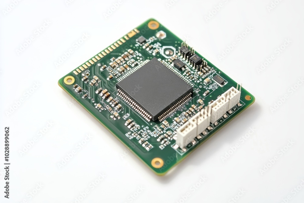 Poster computer cpu or microprocessor close up on white background.