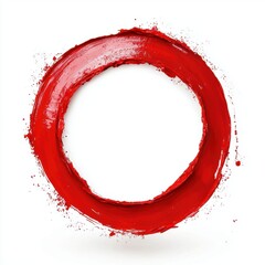 A red circle with red paint splatters on it