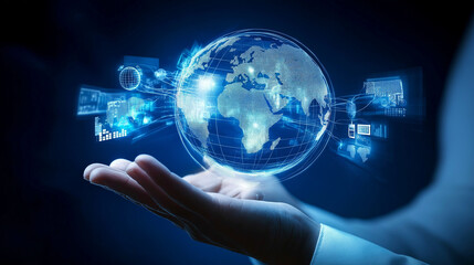 Business with technology, high technology for future. Generative AI Illustration.