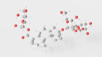 stevioside molecule 3d, molecular structure, ball and stick model, structural chemical formula glycoside