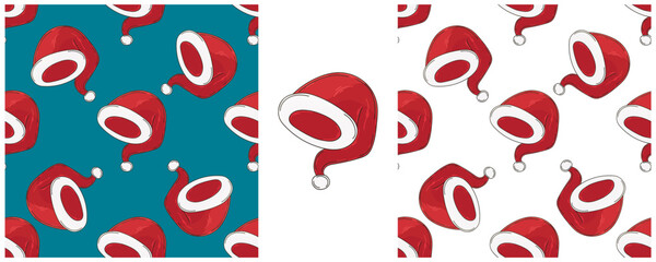 Christmas holidays. Set Seamless patterns in hand draw style