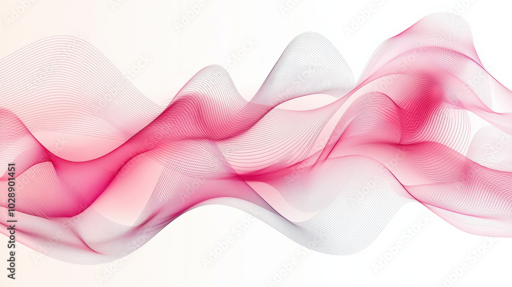 Poster flowing pink gradient waves create modern abstract design with elegance