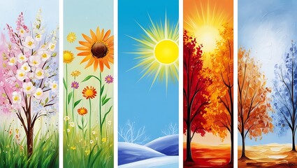 Digital illustration of three frames with abstract oil painting. Can be used for wall art, wallpaper