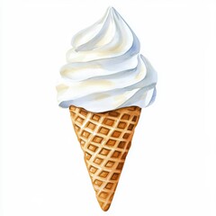 A white ice cream cone with a white swirl of ice cream on top