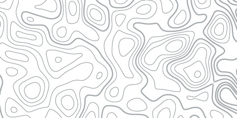 Topographic Map Seamless Pattern. Vector Background. Topographic map in contour black lines on isolated white background. Abstract background geography scheme and the terrain path.