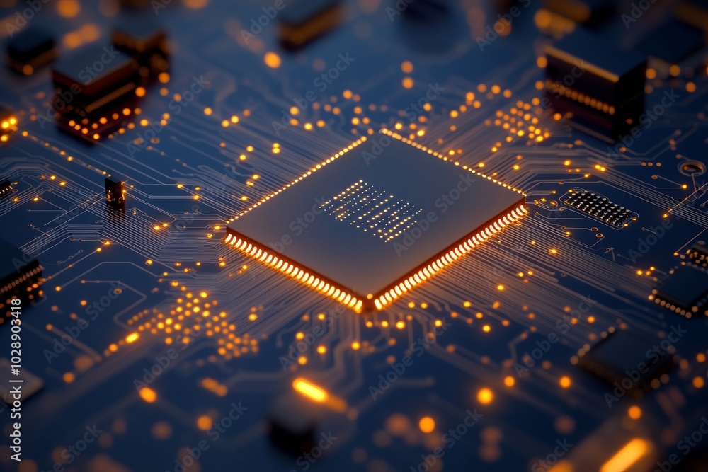 Aufkleber an abstract generative ai background of an electronic circuit board