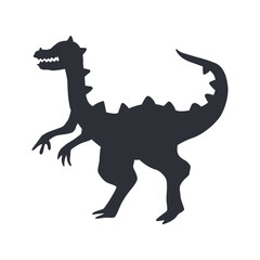 Gallimimus vector black silhouette dinosaur isolated on background.