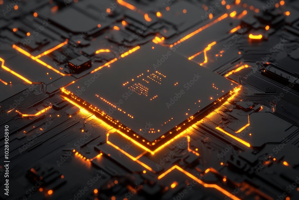 Poster ai technology generated image of circuit board with chip