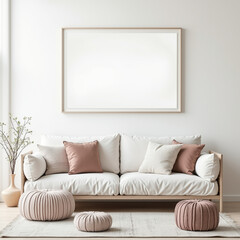Mockup frame
living roominterior background  
3d render