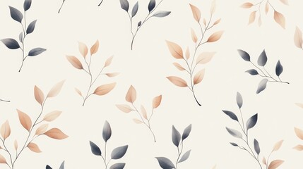Soft Delicate Leaves Minimalist Seamless Pattern
