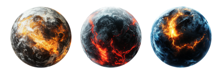 Set of planets on the transparent background.