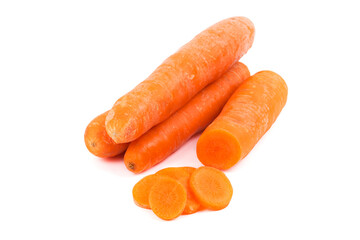 Red carrots on a white background