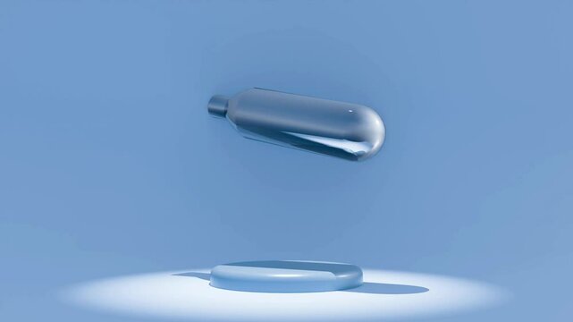 Whippets, also known as nitrous oxide chargers or nitrous oxide canisters, are small, metal cylinders containing nitrous oxide gas; 3d animation.
