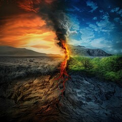 Fototapeta premium Harmony of nature and destruction
