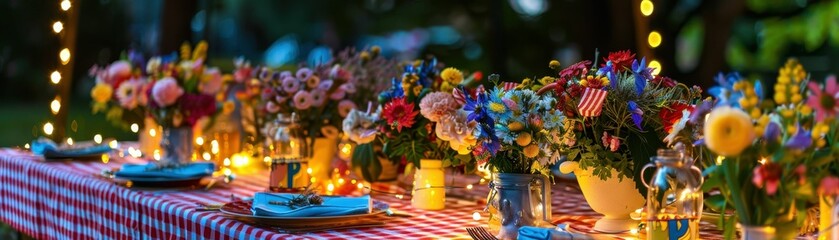 Decorative outdoor dining setup for a festive gathering