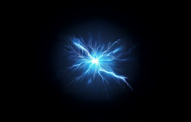 Bright blue electric discharge on a black background.