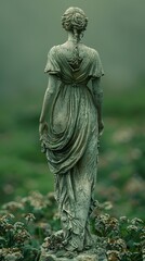 Fototapeta premium Stone Statue of a Woman in a Garden Setting