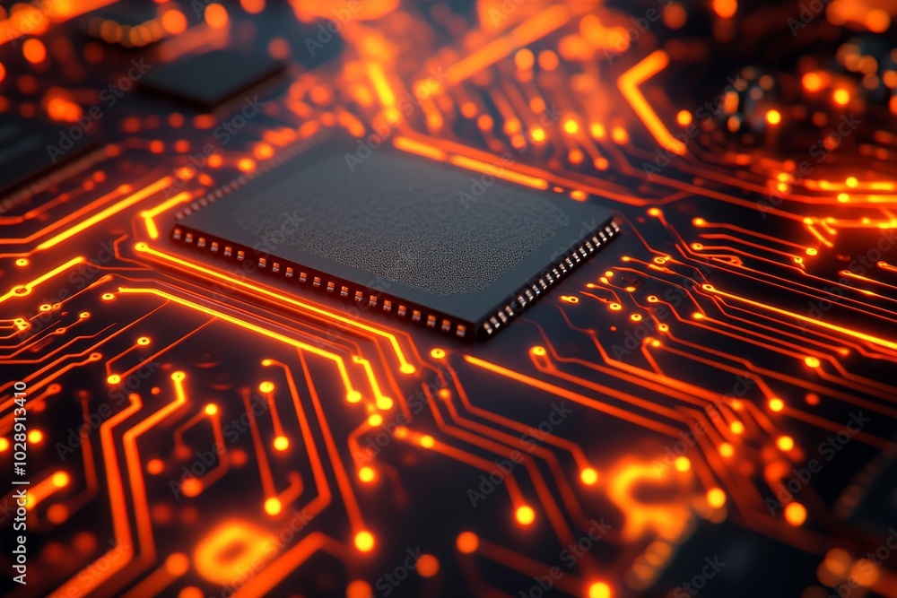 Poster silicon transistors. motherboard with processor. ai creative idea. nano processors. silicon circuits