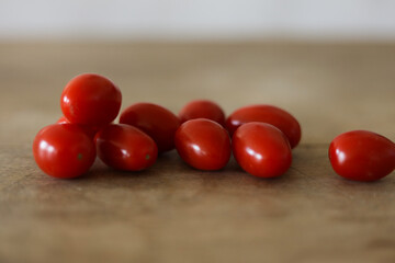 composition with tomatoes on a wooden table