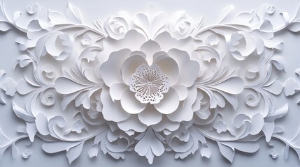 Detailed paper cut lace pattern with delicate curves and fine line work, perfect for elegant decor, paper cut lace, intricate traditional design