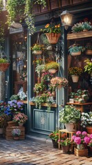Fototapeta premium Charming flower shop with bouquets and potted plants, 4K hyperrealistic photo