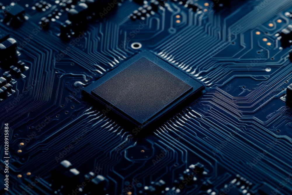 Poster graphite computer motherboard with cpu. core processor circuit board. computer background.