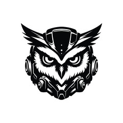 Fototapeta premium Futuristic Cyber Owl Head Design Ideal for Stickers, Digital Art, and Apparel