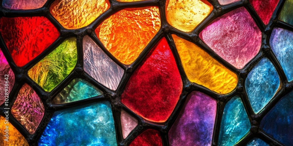 Poster this is a beautiful stained glass design. the vibrant colors create a captivating effect. the unique