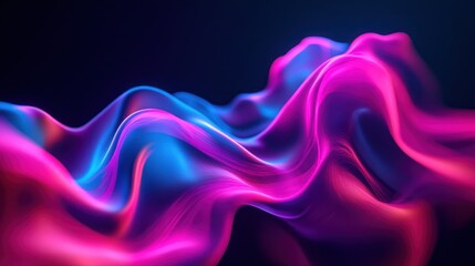 Obraz premium Abstract blue and pink wavy glowing neon light background.
