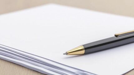 Close-Up of a Pen Laid on Several Sheets of Bond Paper, Representing Writing, Documentation, and Professionalism in Creative and Corporate Settings.
