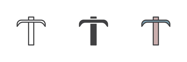 Firefighter pickaxe different style icon set