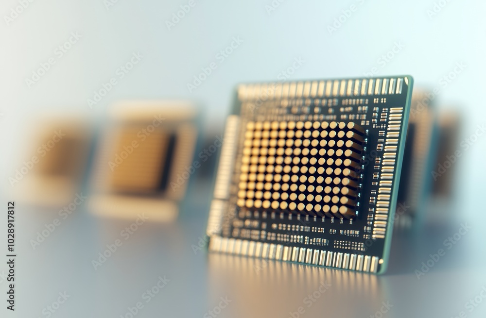 Poster white background with an isolated central processing unit cpu