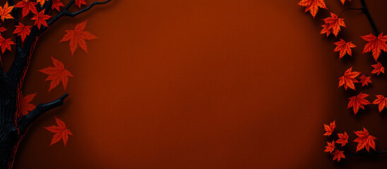 red maple leaves on a rustic brown background