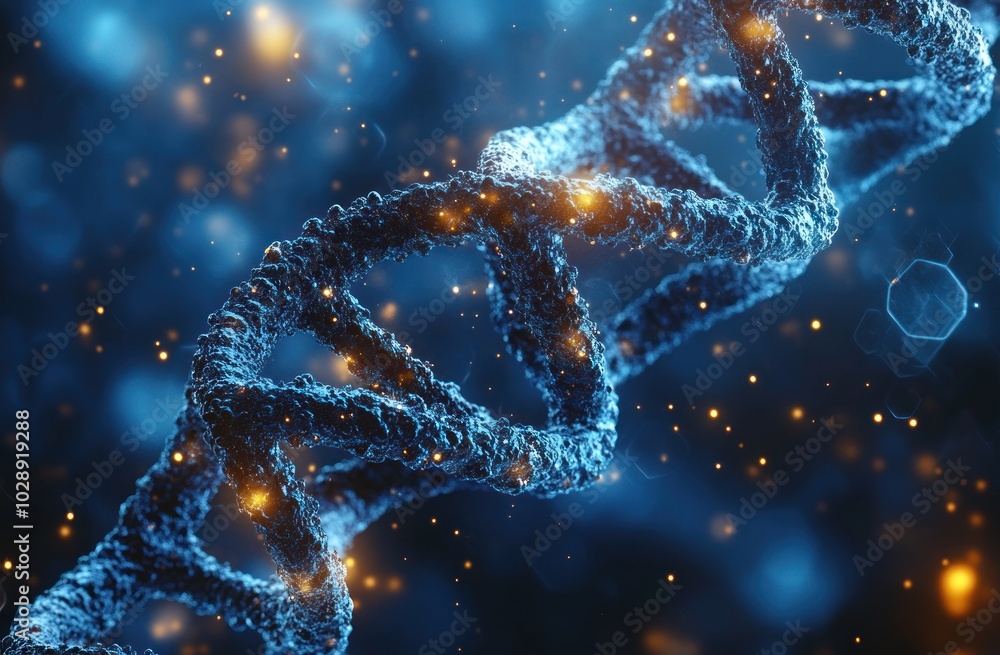 Poster a detailed representation of a dna double helix structure in a digital format.
